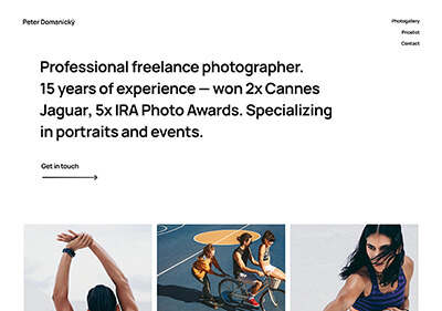 A website template for photographers