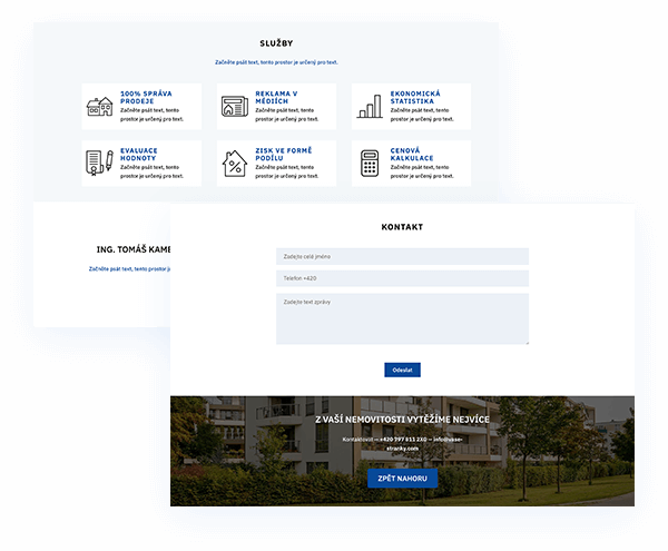 Funkce webu makléře